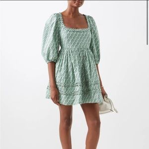 RHODE Daya Smocked Printed Cotton Mini Dress in Multi